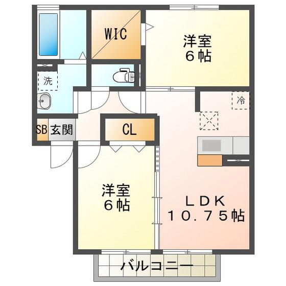 サンパティーク(2LDK/1階)の間取り写真