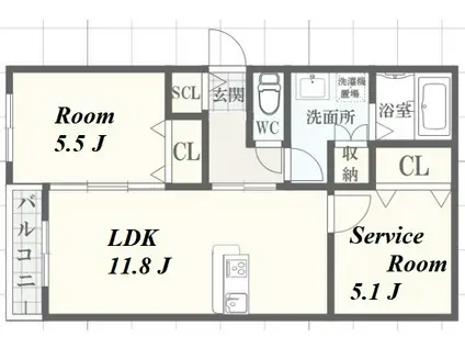 GRAN S RESIDENCE HIMEJI(2LDK/1階)の間取り写真