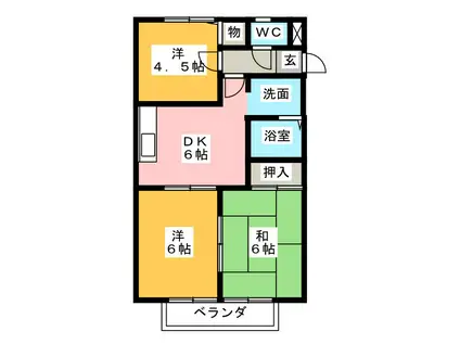 サンライフ・ヴィア(3DK/2階)の間取り写真