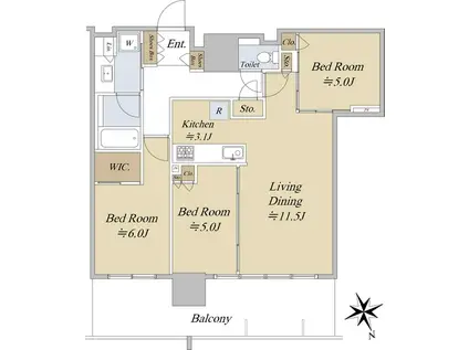グランドシティタワー池袋(3LDK/33階)の間取り写真