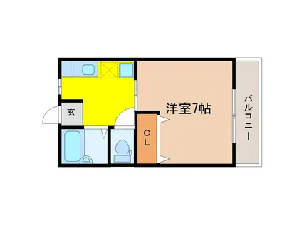 シティハイムパピヨン(1K/2階)の間取り写真