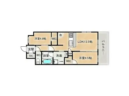 スプランディッド城東関目(2LDK/2階)の間取り写真