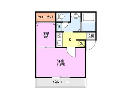 リベルタ川端I(2K/2階)の間取り写真