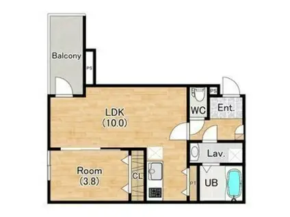 ジーメゾン山科エルヴァ(1LDK/2階)の間取り写真
