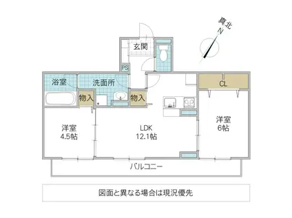 SERENVITA MATSUSHIRO(2LDK/3階)の間取り写真