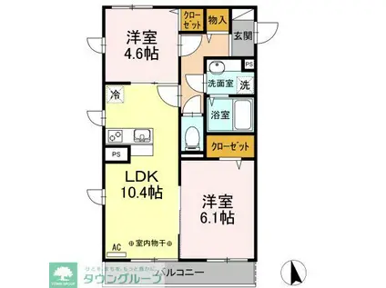 ROSETTA(2LDK/3階)の間取り写真