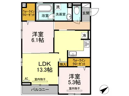 リブロン(2LDK/3階)の間取り写真