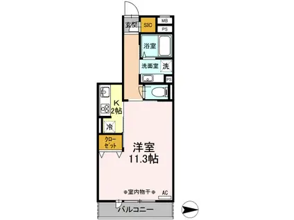 スパイラルタウン(1K/3階)の間取り写真