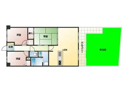 ライオンズマンション明石二見(3LDK/1階)の間取り写真