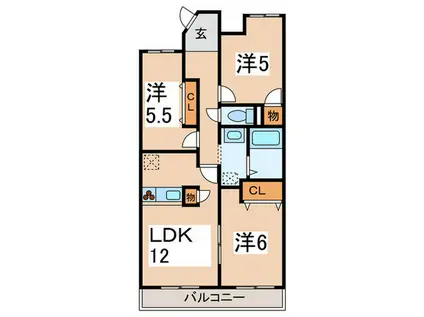 ガーデンシティー長田(3LDK/5階)の間取り写真