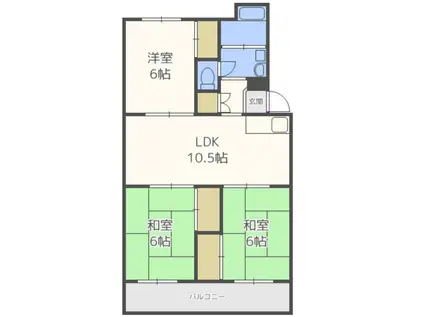 VEGA姪浜第2ビル(3LDK/1階)の間取り写真