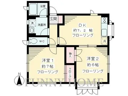 フラット・Y(2DK/1階)の間取り写真