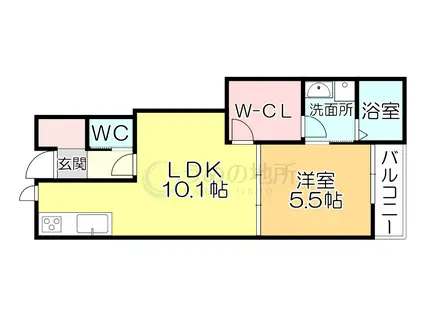 L-BLOOM東櫛原(1LDK/1階)の間取り写真