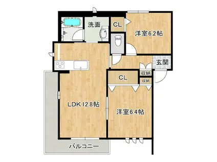 シャーメゾン シェモア(2LDK/2階)の間取り写真