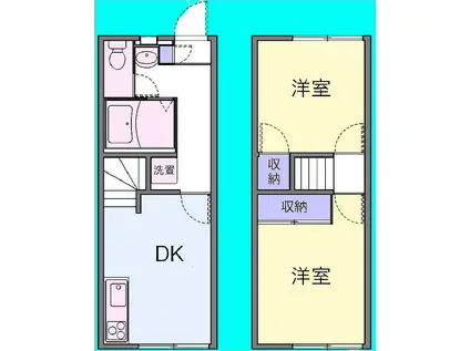 ＪＲ東海道本線 相見駅 徒歩23分 2階建 築19年(2DK/1階)の間取り写真