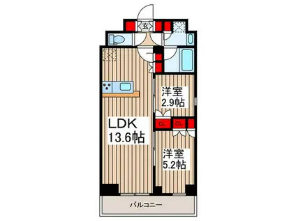 LA CLAIR 南浦和(2LDK/3階)の間取り写真