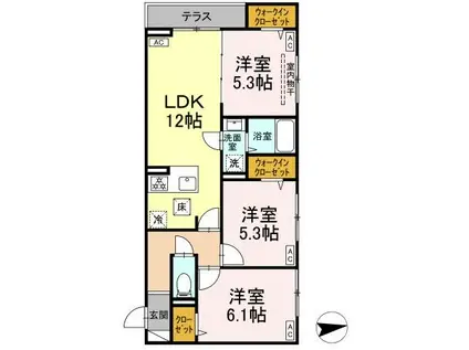 セレスティア東葛西 Ⅵ(3LDK/1階)の間取り写真