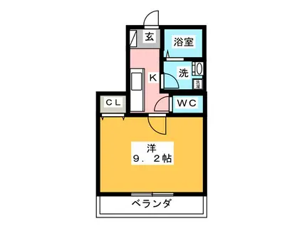 ウィステリア元横山(1K/1階)の間取り写真
