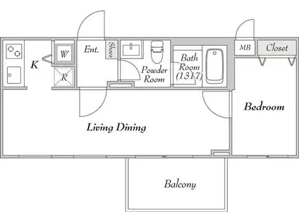 ミリアレジデンス桜新町(1LDK/4階)の間取り写真