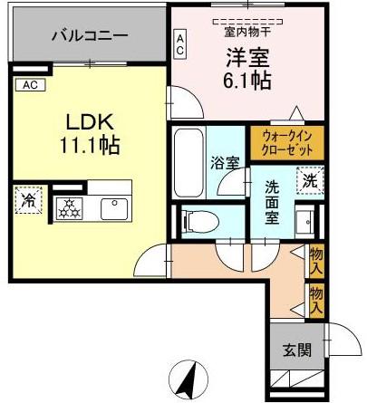 ビスタレイルウェイ八田(1LDK/3階)の間取り写真