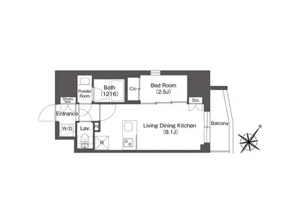 ミュプレ巣鴨駅前(1LDK/14階)の間取り写真