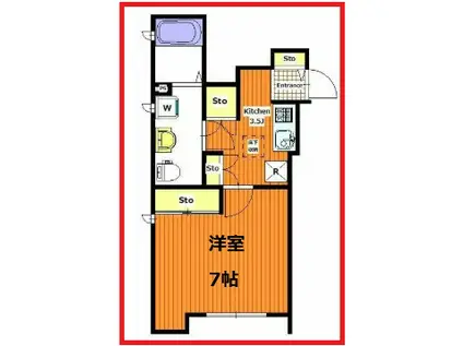 アベニールブリヤン(1K/1階)の間取り写真