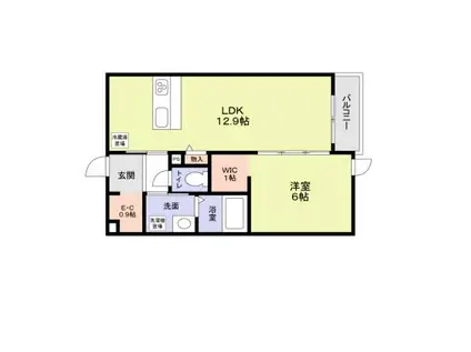 ヒンメルブラウ 野方(1LDK/3階)の間取り写真