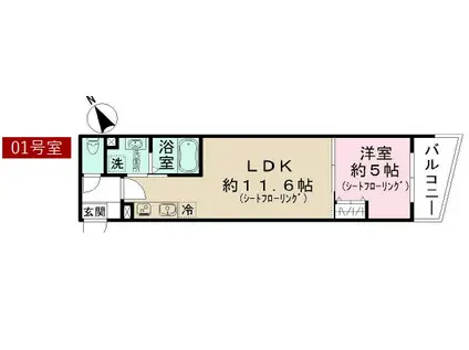 Jブラン西新井(1LDK/1階)の間取り写真