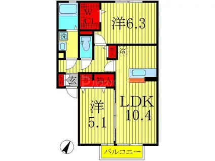 シャルムガーデンI(2LDK/1階)の間取り写真