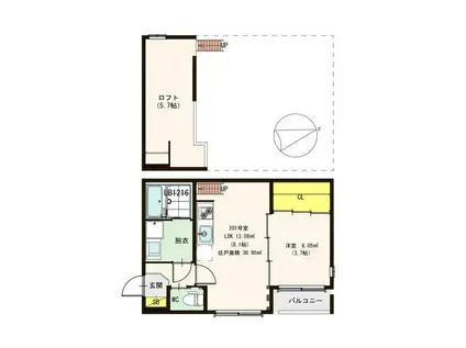 ハーモニーテラス南庄町(1LDK/1階)の間取り写真