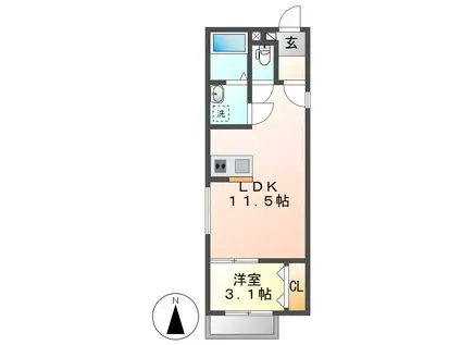 AGRI FOGLIO(1LDK/1階)の間取り写真