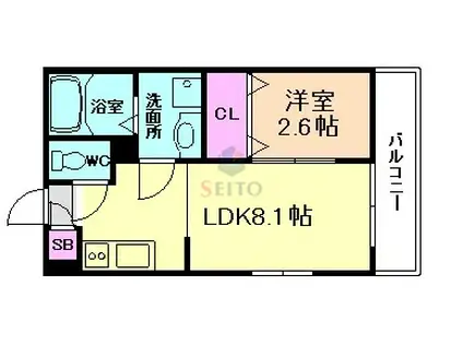 ワコーレヴィータ豊中曽根東町(1LDK/2階)の間取り写真
