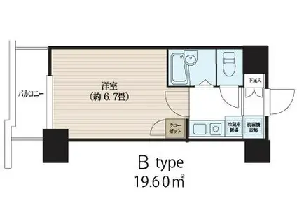 ドミールCITY東中野(1K/6階)の間取り写真