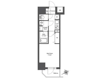BPRレジデンス門前仲町(1K/11階)の間取り写真