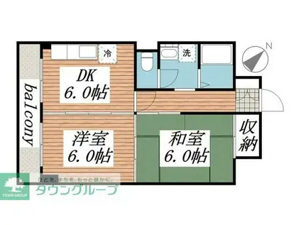 山口マンション(2DK/7階)の間取り写真