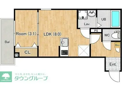 ジーメゾン狭山水野アクア(1LDK/2階)の間取り写真