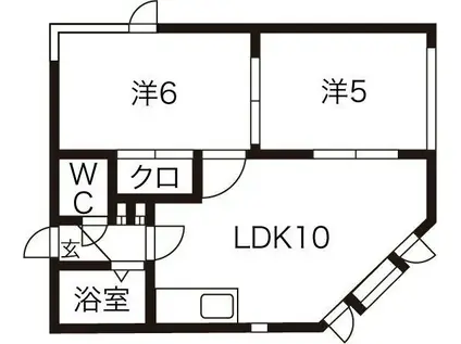 パルコート美乃家(2LDK/5階)の間取り写真