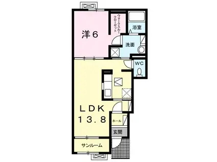 アベリア(1LDK/1階)の間取り写真