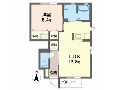マルモーレ A(1LDK/1階)の間取り写真