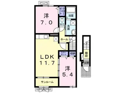 AJISAI T.T(2LDK/2階)の間取り写真