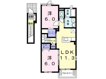 ラブリーフレンド B(2LDK/2階)の間取り写真