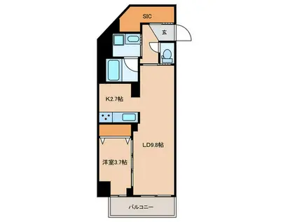 TRADIS文京江戸川橋(1LDK/5階)の間取り写真