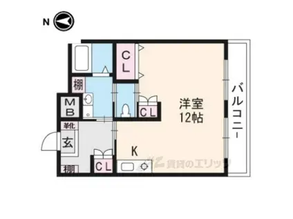 ブラッサム精華(1K/5階)の間取り写真