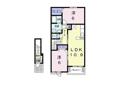 ハピネスハウス N・T(2LDK/2階)の間取り写真