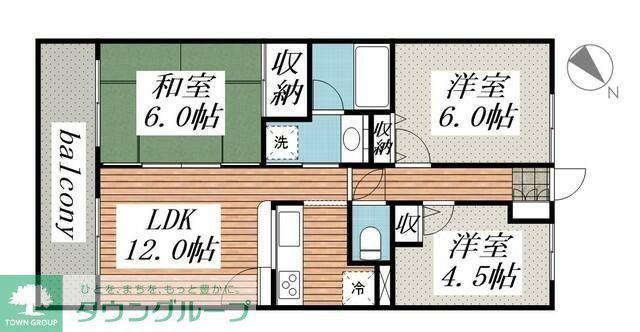 コスモ拝島(3LDK/4階)の間取り写真