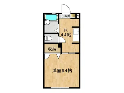 ソフィアヒルズE・F(1K/1階)の間取り写真