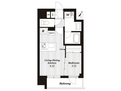 デュオヒルズ仙台一番町一丁目(1LDK/9階)の間取り写真