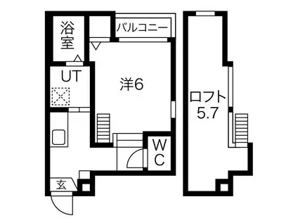 トライデント新栄I(1K/2階)の間取り写真
