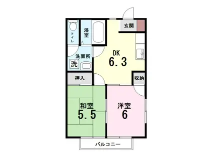 ニューシティナカムラE(2DK/2階)の間取り写真