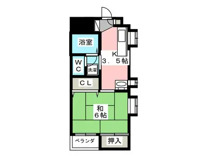 フローラルハイツ(1DK/3階)の間取り写真